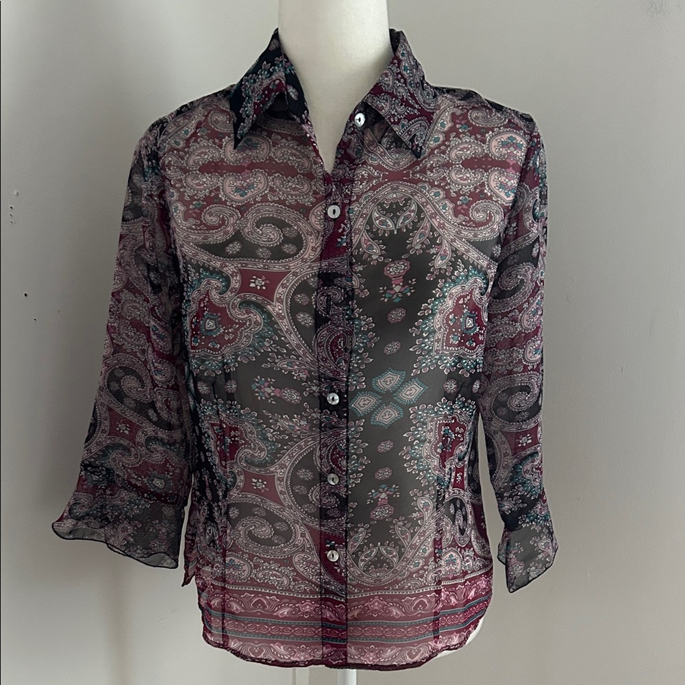 NICOLA Multicolor Paisley Sheer Blouse sz S